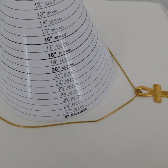 Anne Klein Ankh Necklace Gold Tone Egyptian Key of Life Pendant Long Over 28" - Picture 7 of 7